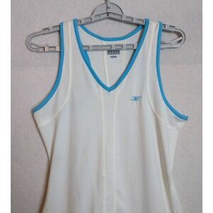 Reebok Play Dry Tennis Dress. Large. White Blue Trim. NWT
